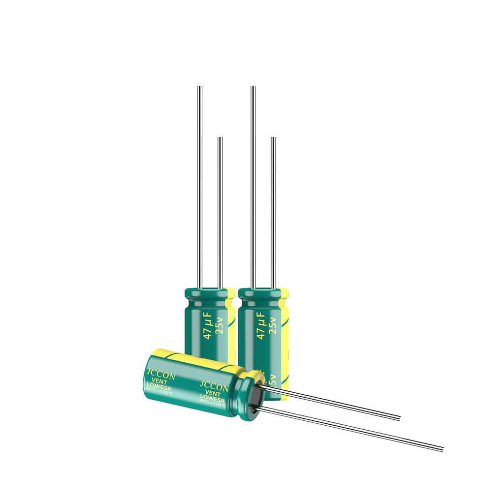 10-Pack 25V 47uF Premium Quality Low ESR Electrolytic Capacitors 5x11mm (0.2x0.43in), 25Volt 47MFD High-Frequency Caps with Superior Performance