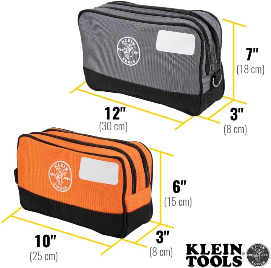 Klein Tools Tool Pouch, Dual Compartments, Heavy-Duty Tool Bag Organizer, Multipurpose Bag
