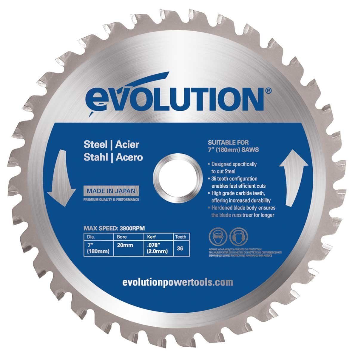Evolution Power Tools 185BLADEST Steel Cutting Saw Blade, 7-1/4-Inch x 40-Tooth , Blue