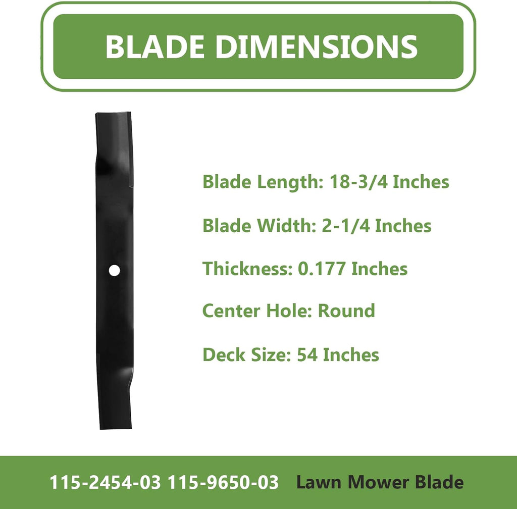 (3PCS) 115-2454-03 115-9650-03 High Lift Blades - Replace OEM 115-4999 115-4999-03 - Fits Toro TimeCutter HD Titan