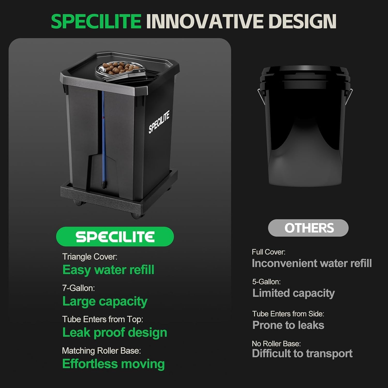7 Gallon 2 Buckets DWC Hydroponics Grow System with Wheels | Top Drip Kit, Deep Water Culture Recirculating Drip