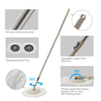 Spin Mop and Bucket Set, 2 Microfiber Heads, Wash & Dry