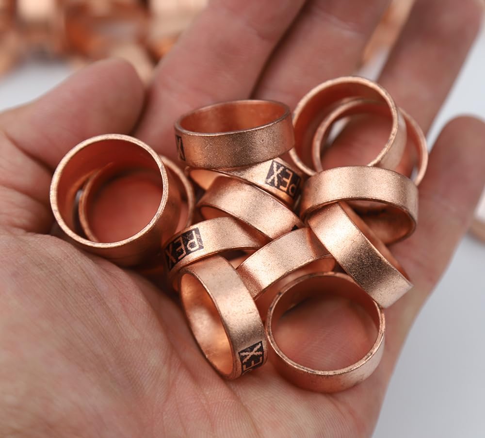 BRONZE PEX Crimp Rings Copper for Pex Pipe Tube System (50, 1 inch)