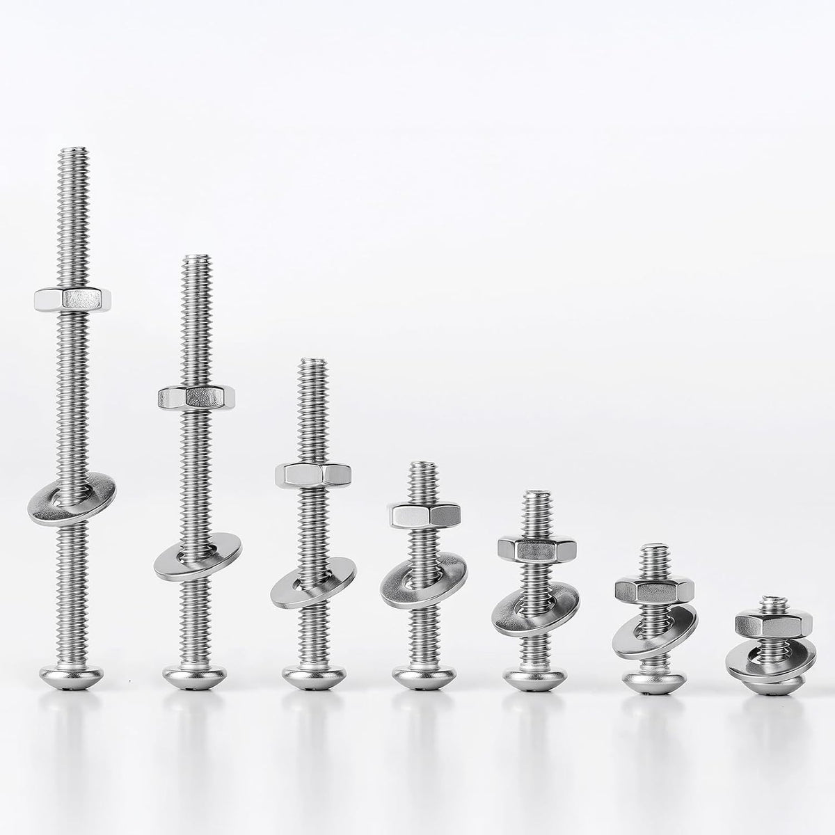 #6-32 x 3/4" Pan Head Machine Screws Nut Bolt Washer Assortment Kit,(100 Sets) 304 Stainless Steel 18-8 Phillips Drive Full Thread Assorted