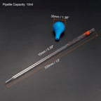 Graduated Dropper Pipettes Kit, 10ml Borosilicate Glass Pipette with Rubber Cap for Transfer Liquid for Lab