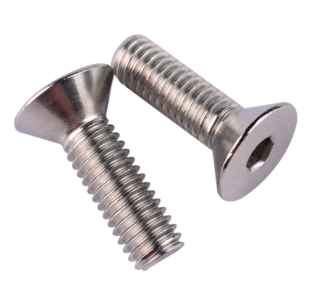 #8-32 x 5/8" Flat Head Socket Cap Screws Countersunk Bolts, Allen Hex Socket Drive, 304 Stainless Steel 18-8, Full Thread, 40Pcs