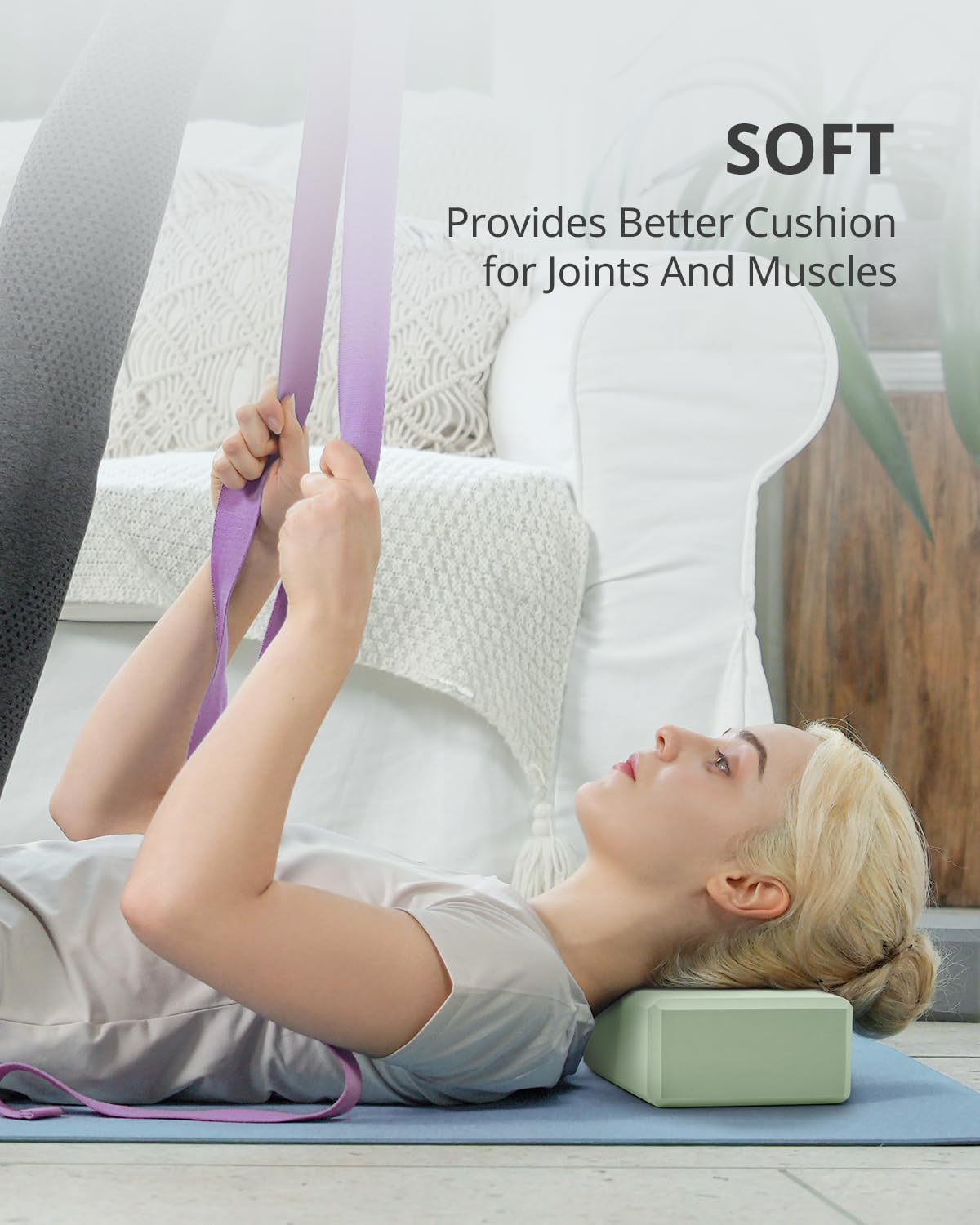 Yoga Blocks 2 Pack, Soft Non-Slip Foam Blocks with Beveled Edges for Alignment and Stretching in Yoga, Pilates, and