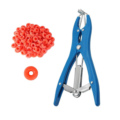 Goat Banding Tools, Livestock Castration Bander Kit, Stainless Steel Banding Tool with 100pcs Band Rings for Goats