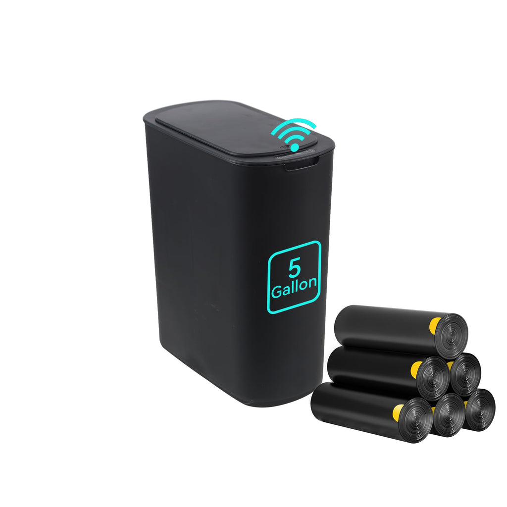 5 Gallon Motion Sensor Bathroom Trash Can Automatic Garbage Cans with Lid Touchless Smart Slim Plastic Trash Bin for