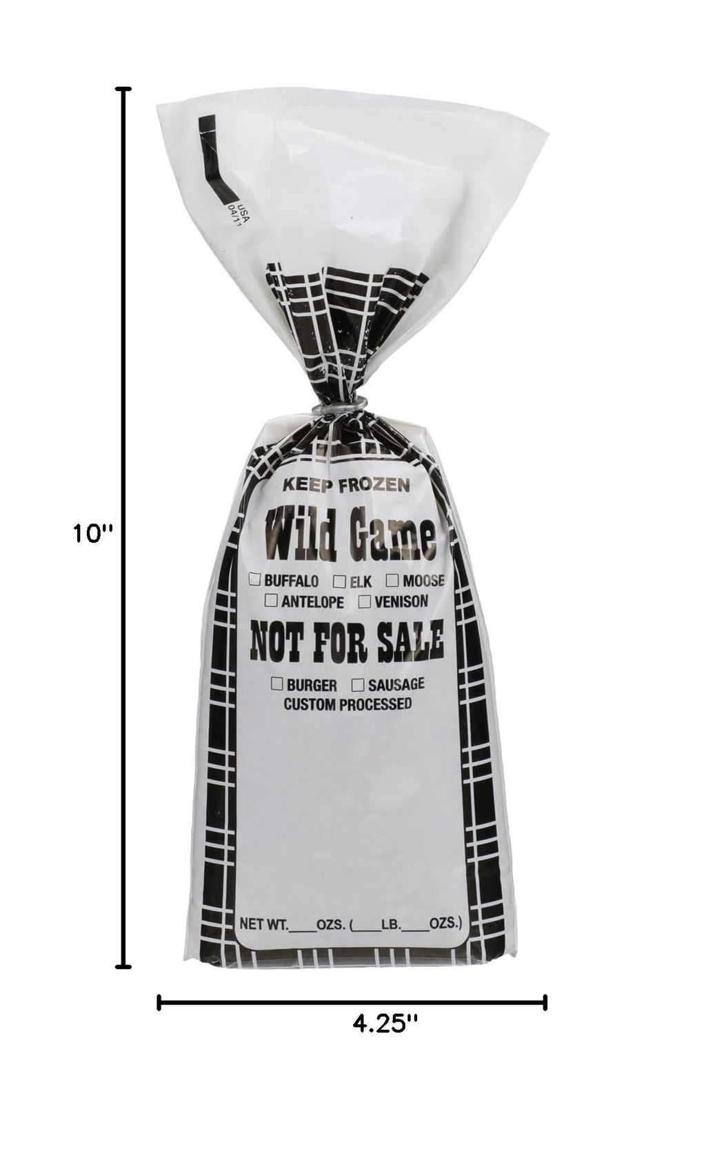 Wild Game Meat Bags, 1 lb, 1000 Count, Black Plaid