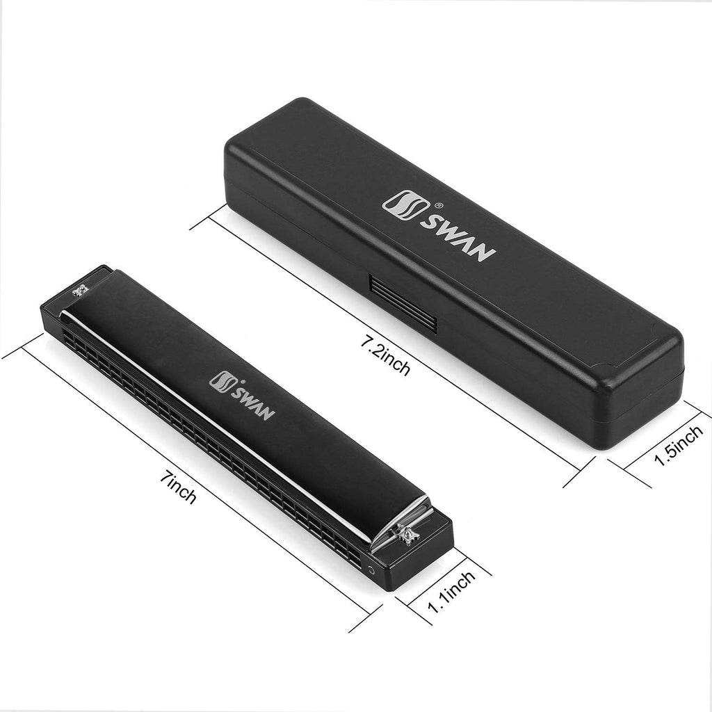 Harmonica Professional Harp Armonica Key of C 24 Hole Polyphony Diatonic Mouth Organ with Case for Blues Folk Jazz