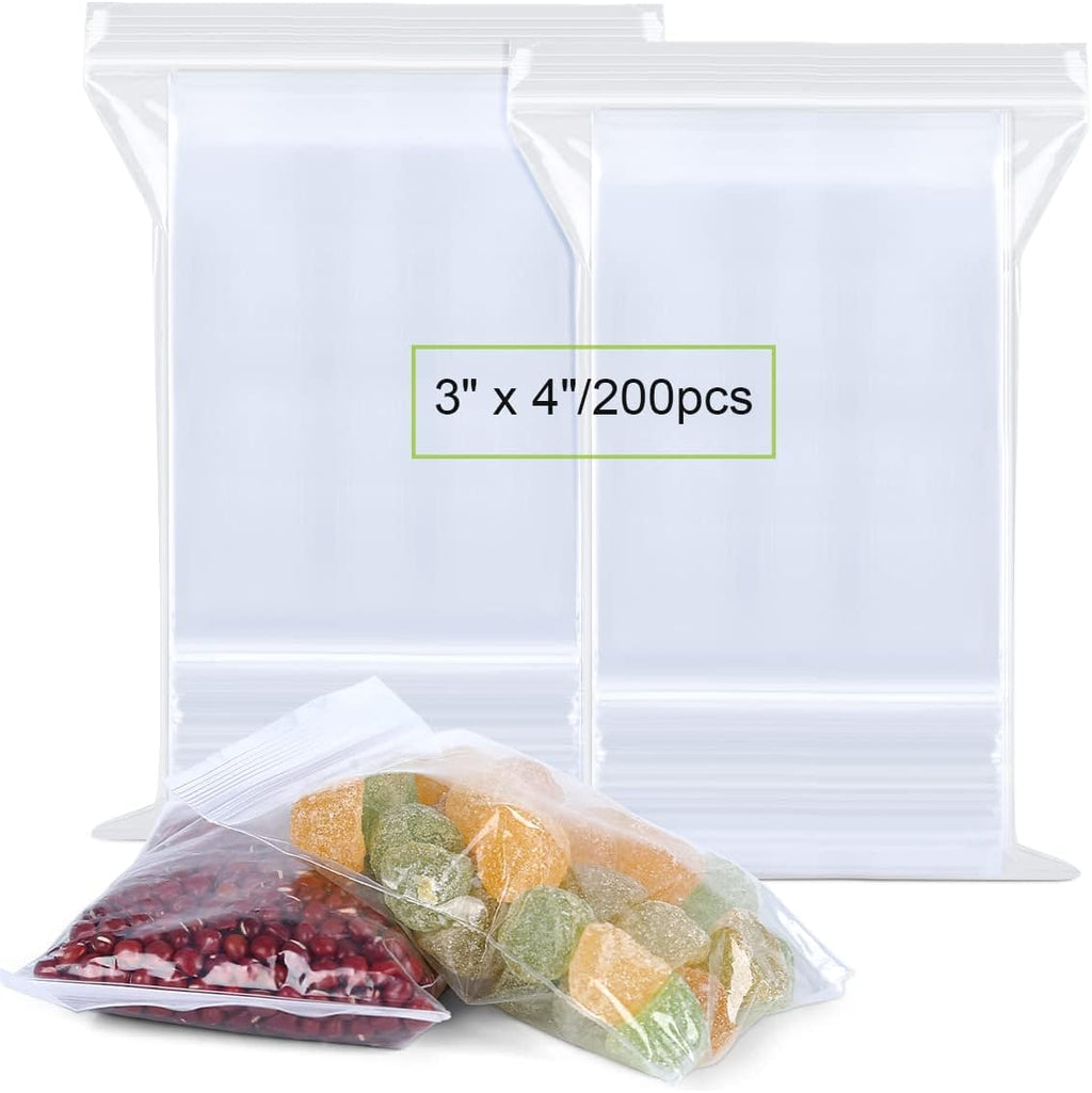 Small Poly Zipper Bags 3 x 4 in ,Clear,(200pcs 2Mil)