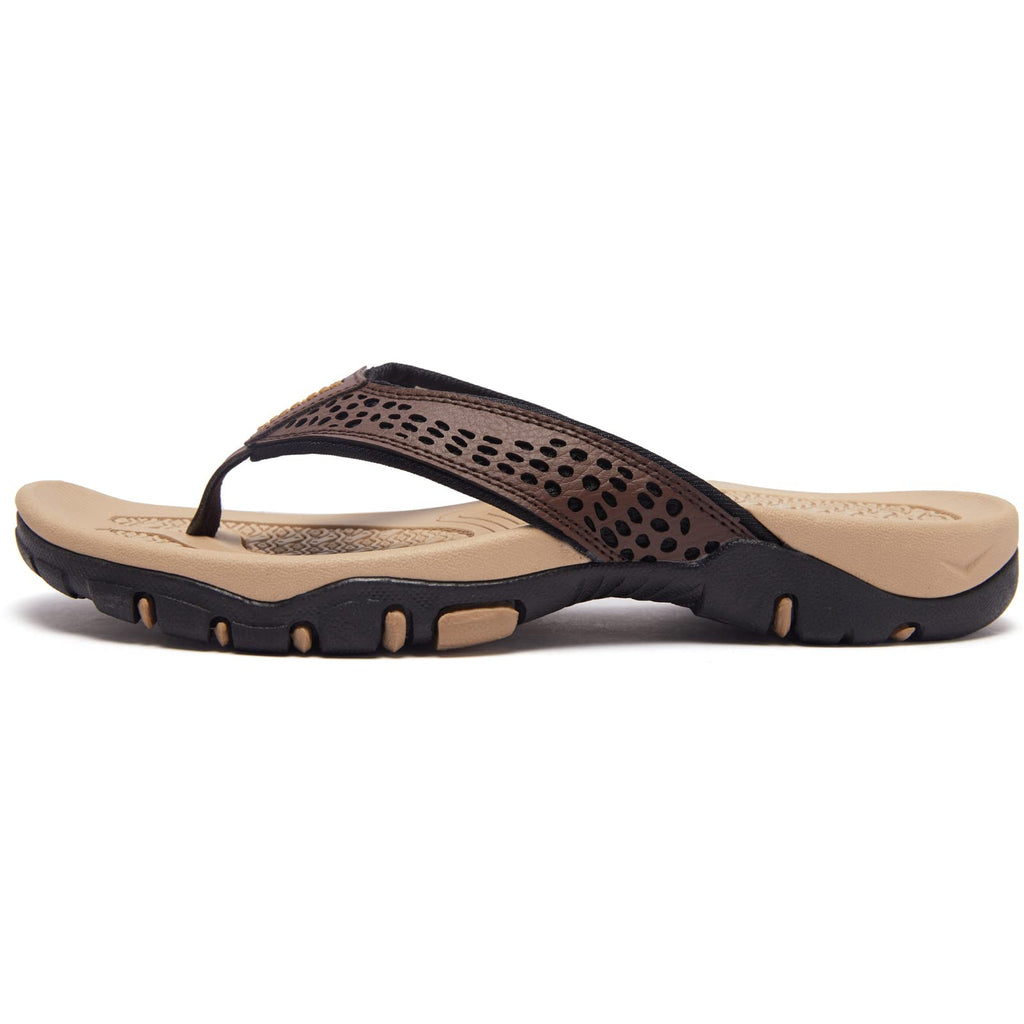 Mens Thong Sandals Indoor and Outdoor Beach Flip Flop Brown/Khaki, 9 Men