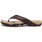 Mens Thong Sandals Indoor and Outdoor Beach Flip Flop Brown/Khaki, 9 Men