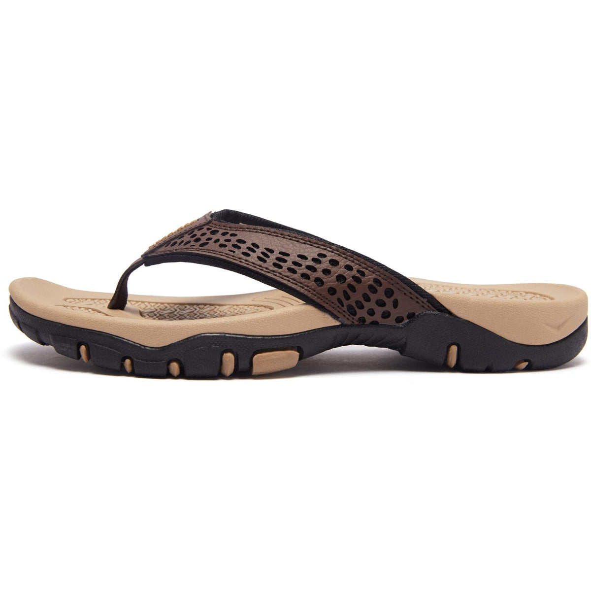 Mens Thong Sandals Indoor and Outdoor Beach Flip Flop Brown/Khaki, 9 Men