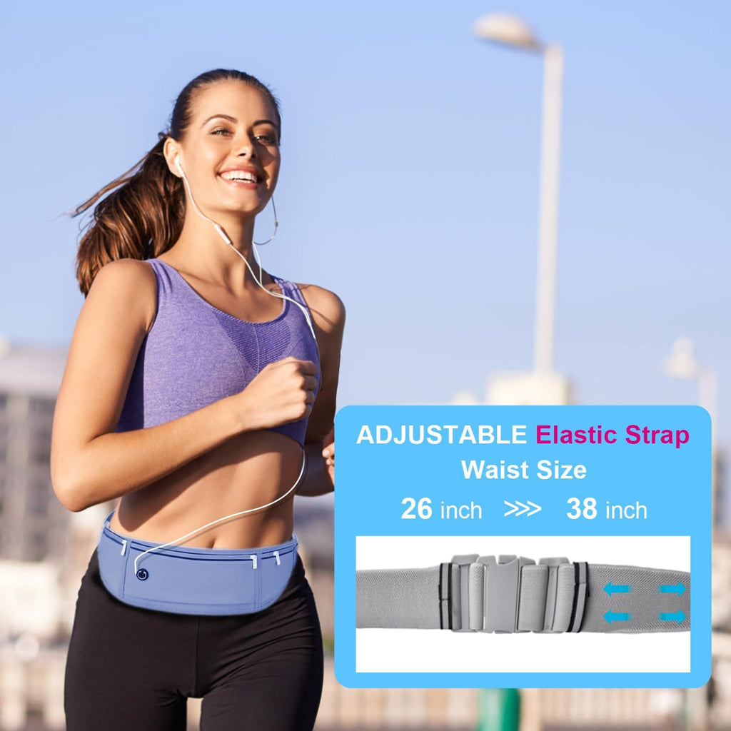 Slim Running Belt for Women Men,Runners Fanny Pack Phone Holder,Money Belt,Running Gear Accessories,with 3