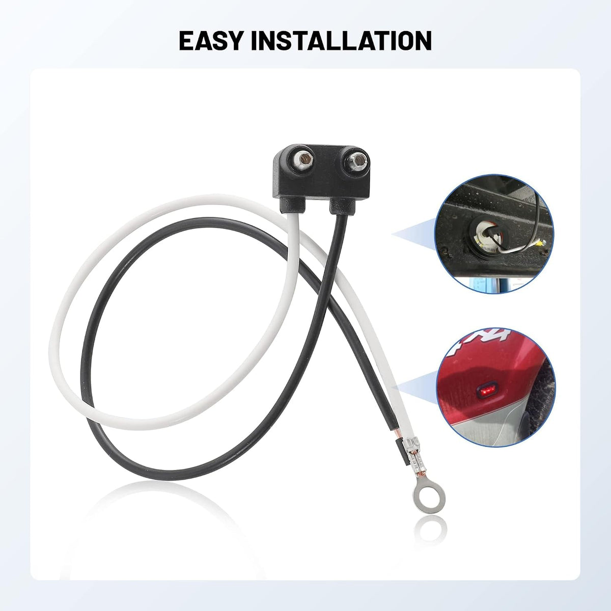 10PCS Truck Trailer 2 Wire Pigtail Harness 8.5" Long, Right Angle 2 Pin Trailer Light Connector Fits with 2" and 2.5"