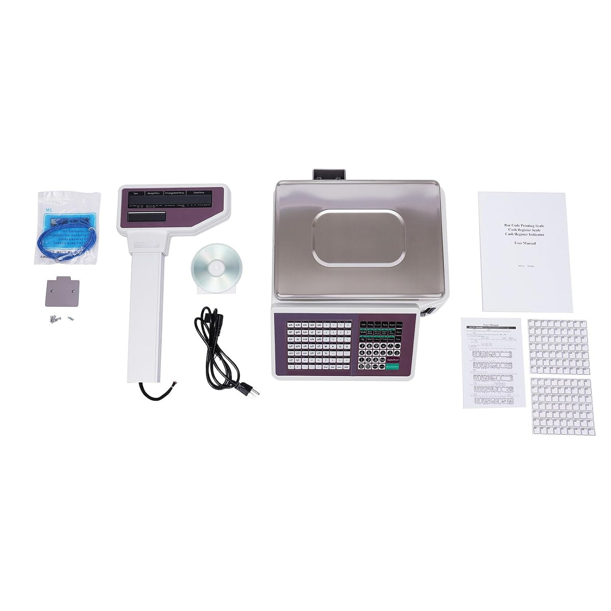 Label Printing Scale, 66.14 Lbs Commercial Electronic Price Computing Scale Digital Weight Price Scales LCD Digital
