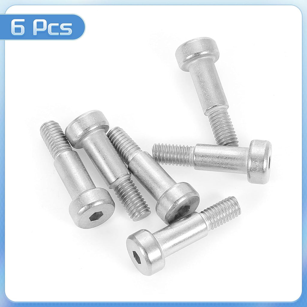 UXCELL 6Pcs Stainless Steel Shoulder Bolt - 6mm Dia, 12mm Length, M5 Thread, Hex Socket for Textile, Hydraulic, Injection Molding Machinery