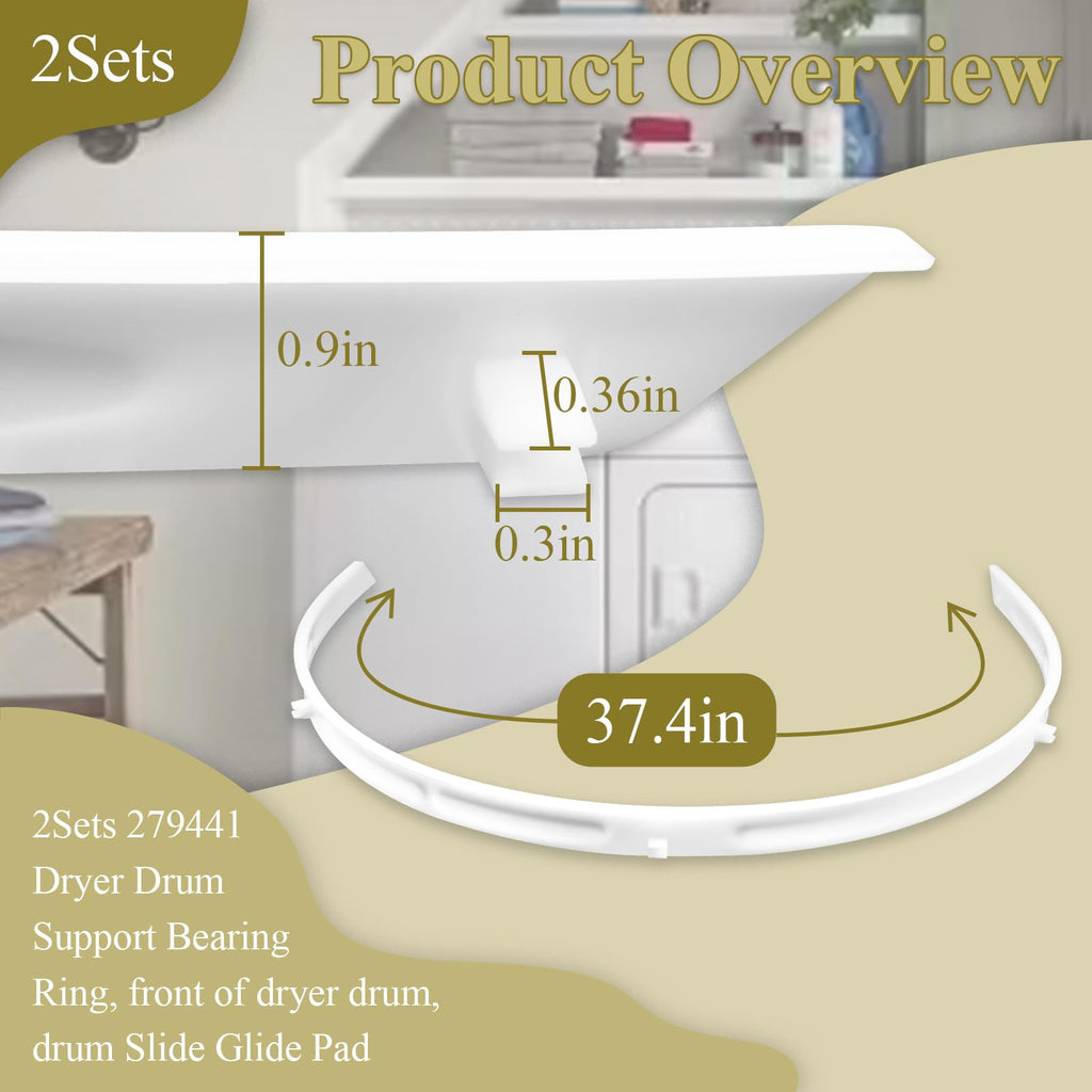 279441 Dryer Drum Support Bearing Ring Fits Whirlpool, Kenmore, KitchenAid