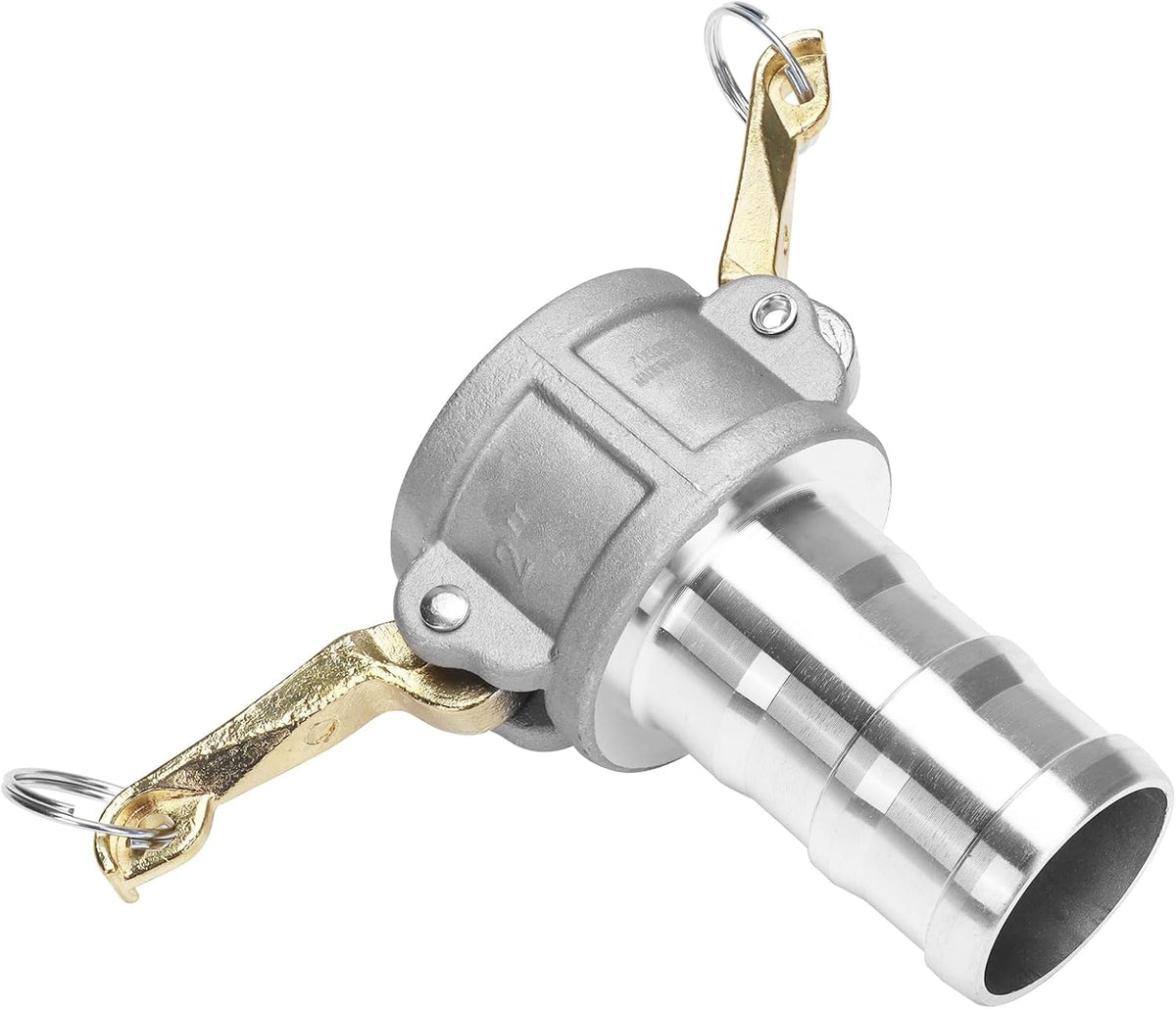 Aluminum PartC Camlock Fitting - 2" Female Cam lock x 2" Hose Shank Type C Cam Groove Hose Quick Disconnects Adapter (pack of 2)