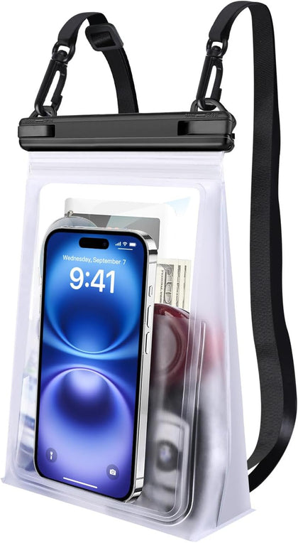 Large Waterproof Phone Pouch [with Sealing Strip], Floating Waterproof Pouch for Kayak Beach Cruise Essentials, IPX8