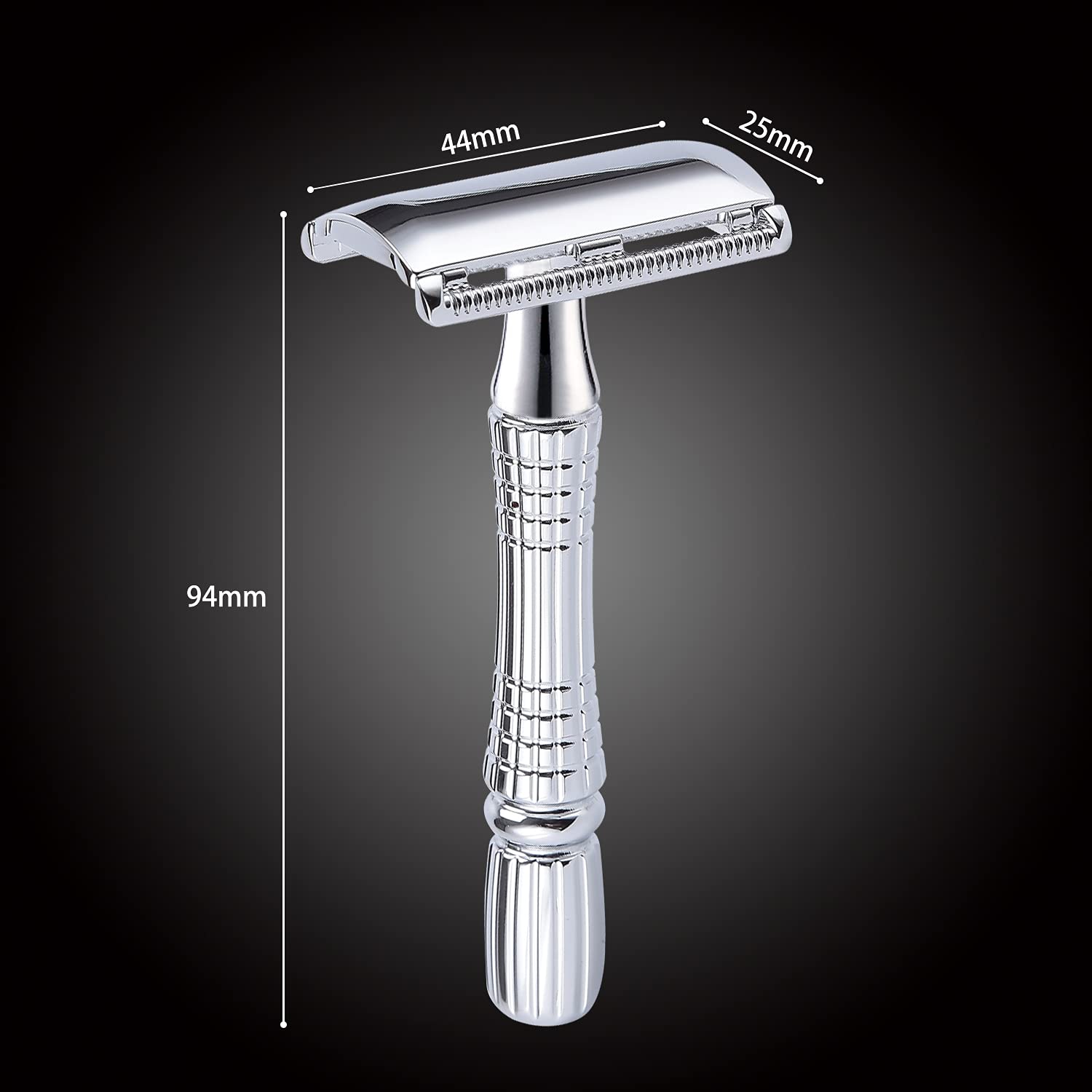 Classic 3-Piece Double Edge Safety Razor Wet Shaving for Men Women with Platinum Blade and Mirrored Travel Case BD176