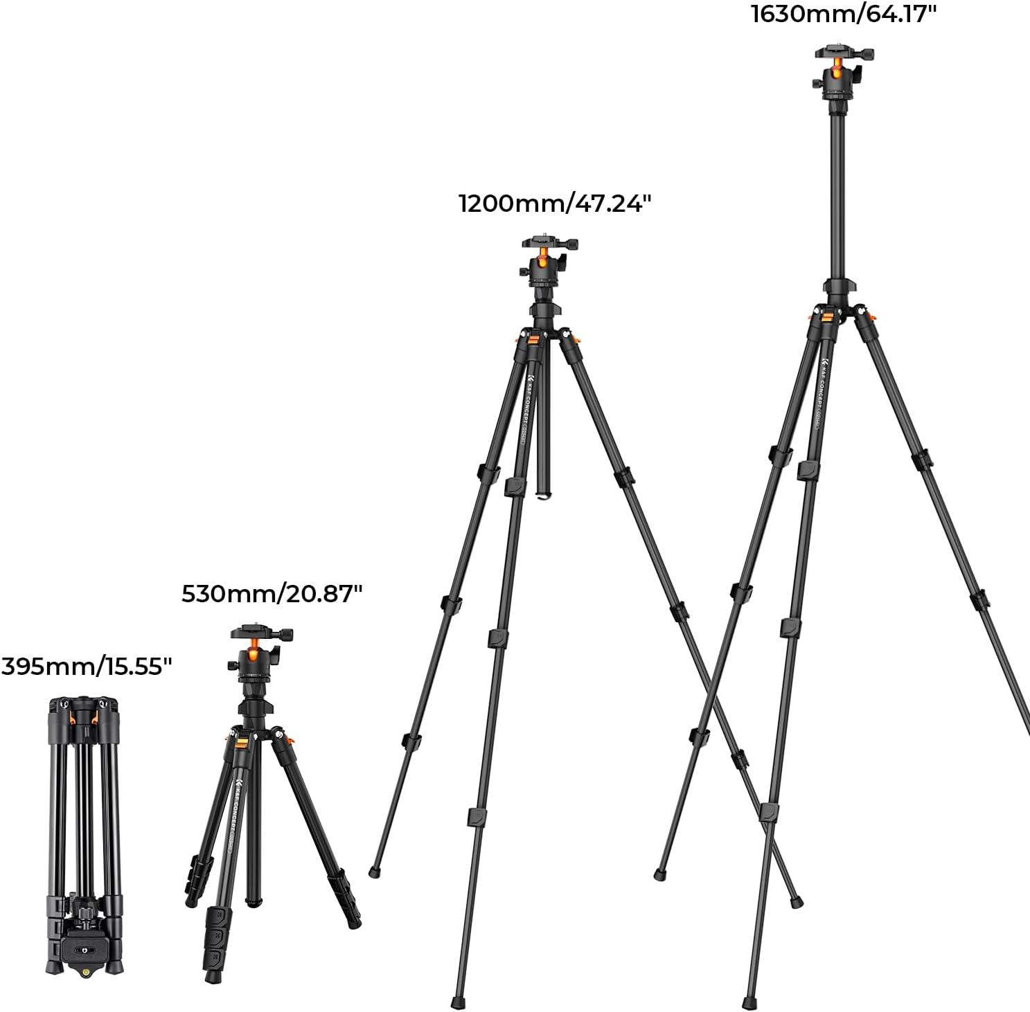 64 inch/163cm Lightweight Aluminum Travel Camera Tripod | Compact and Portable, 360° Ball Head, Load Capacity