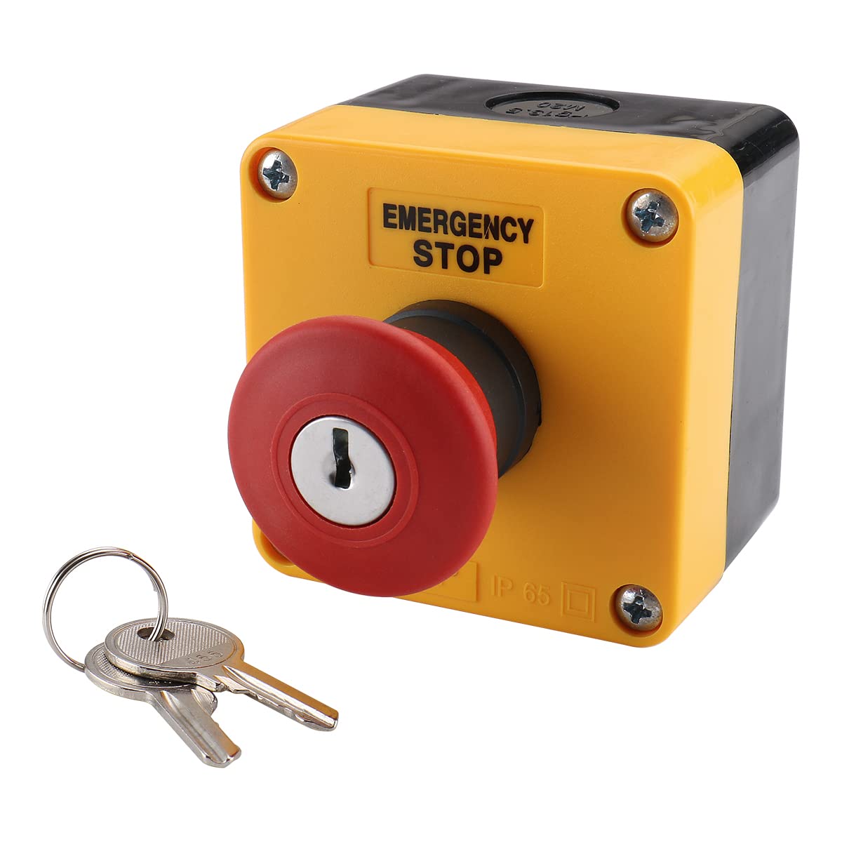 BAOMAIN Keyed Emergency Stop Push Button Switch with Enclosure Box 1NO1NC