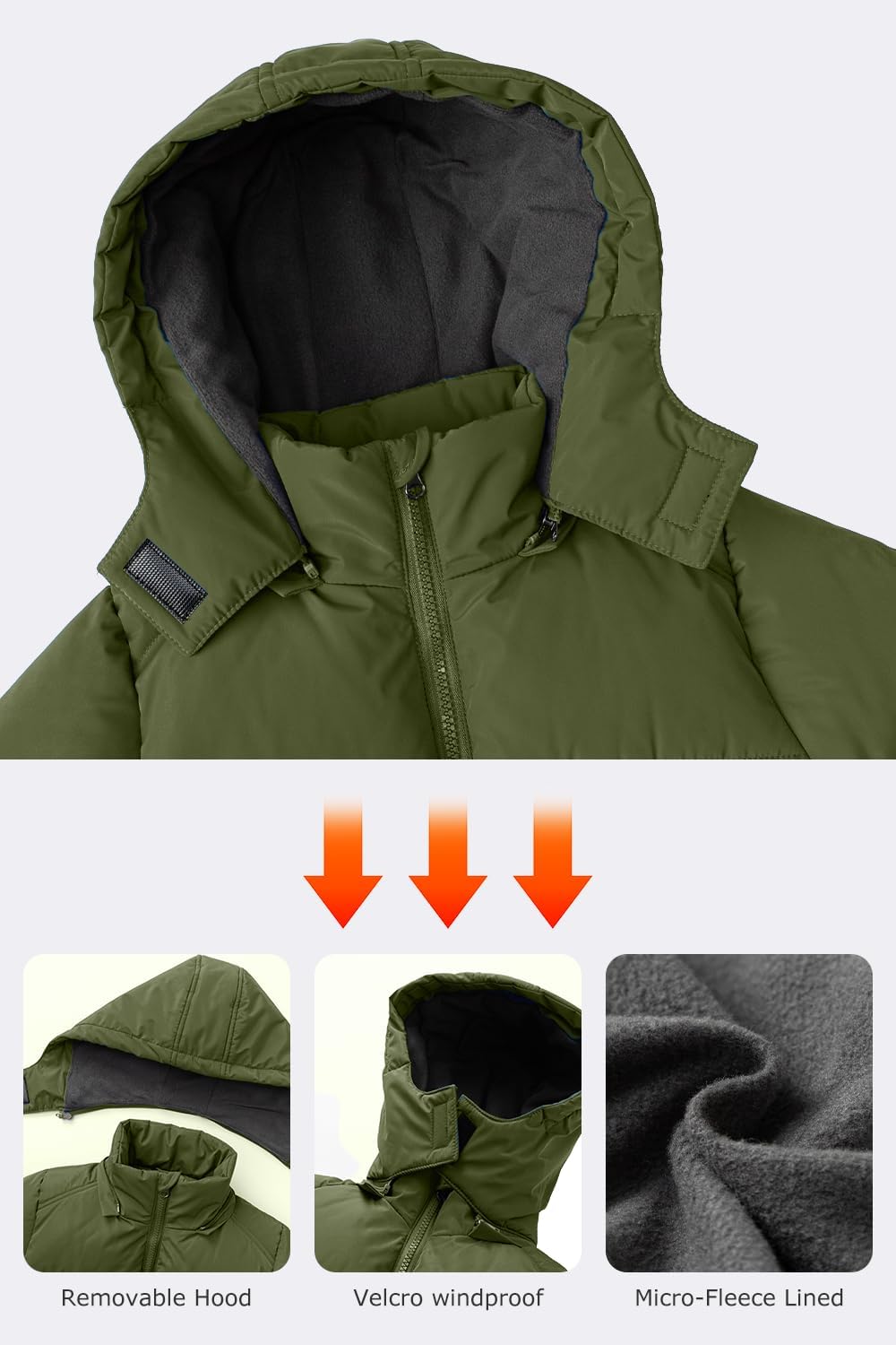 Boys Winter Coat Boys' Thick Puffer Jackets with Removable Hood Warm Quilted Coats Big Boys