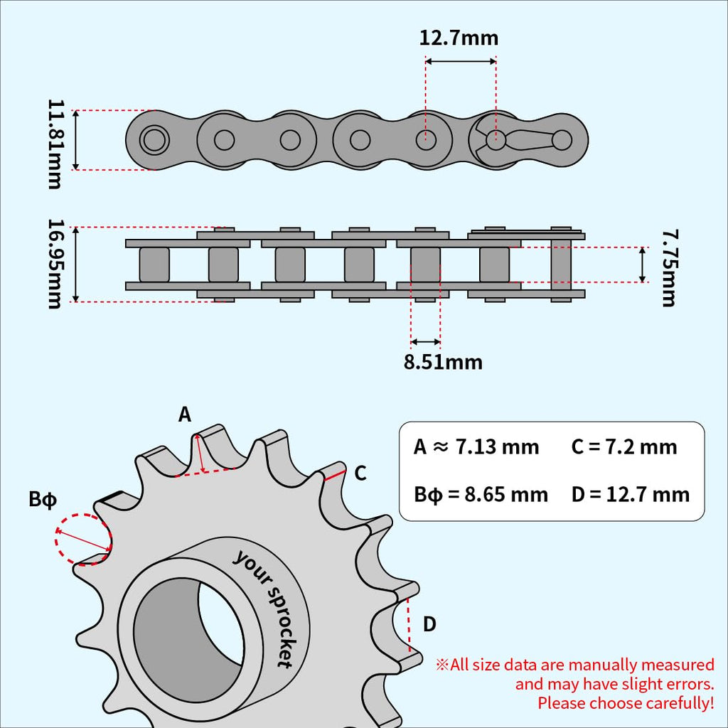TOPENS LT08B 20 Feet Roller Chain