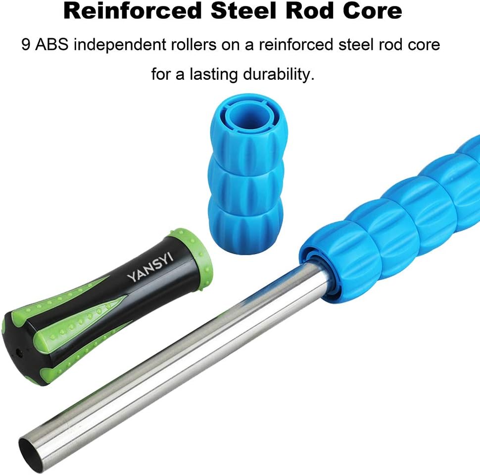 Professional 9-Roller Deep Tissue Massage Stick - Portable Muscle Recovery Roller for Athletes, Relieves Post-Workout