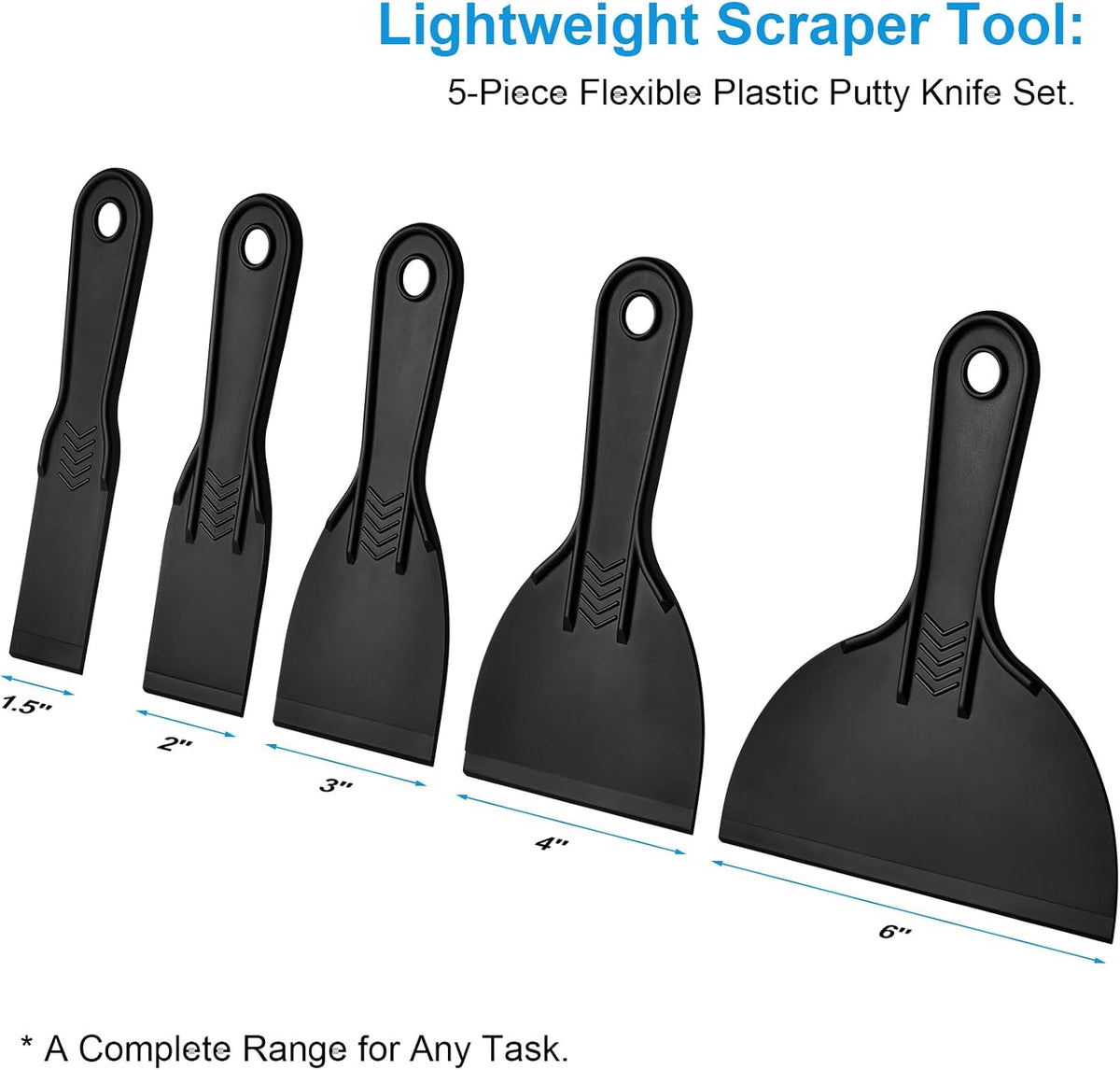 Plastic Putty Knife, Flexible Plastic Scraper Tool for Spackling, Multi-Size Paint Scraper Spreader Tool, Plastic