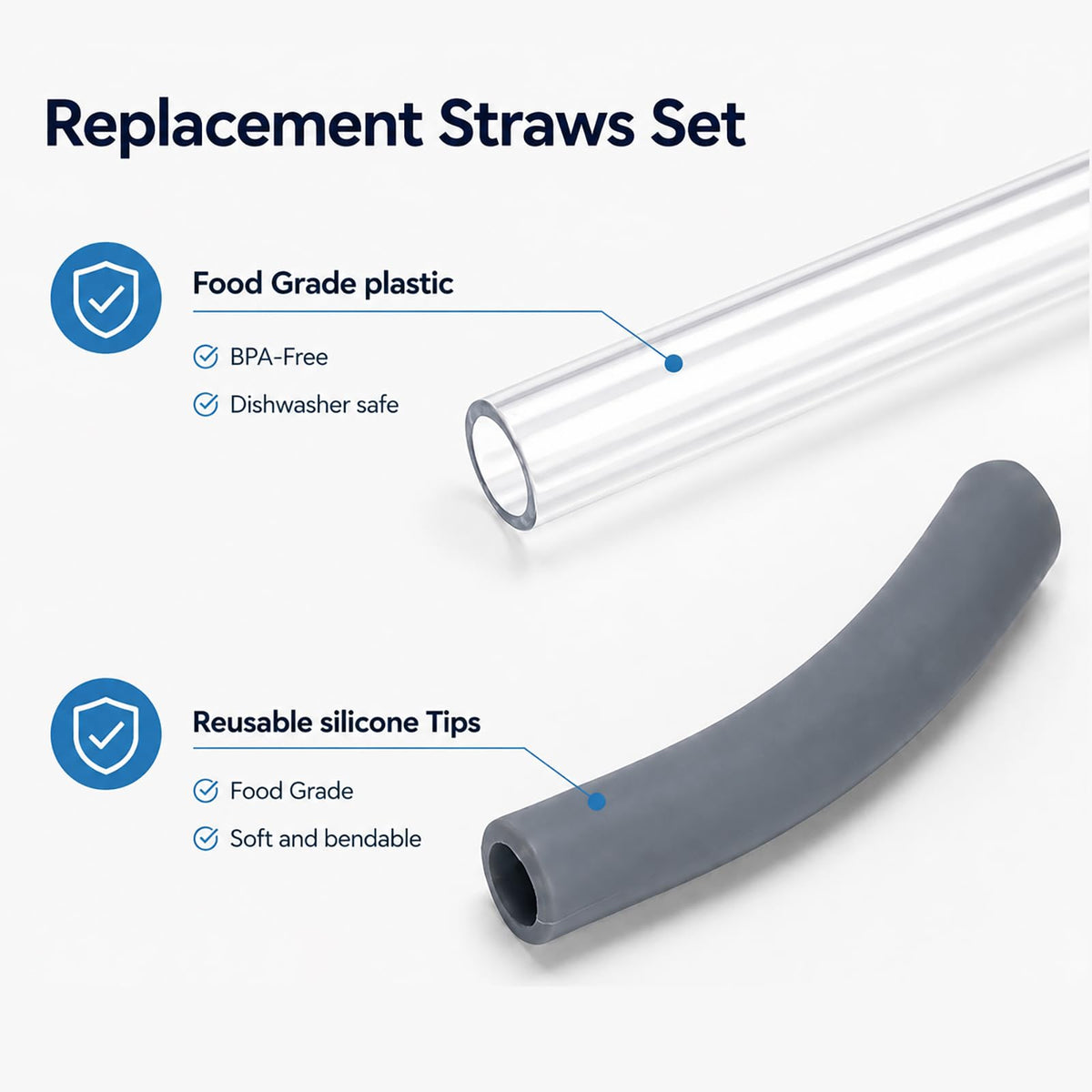 Replacement Straws with Cleaning Brush for Ninja BlendBOSS 26oz Cup