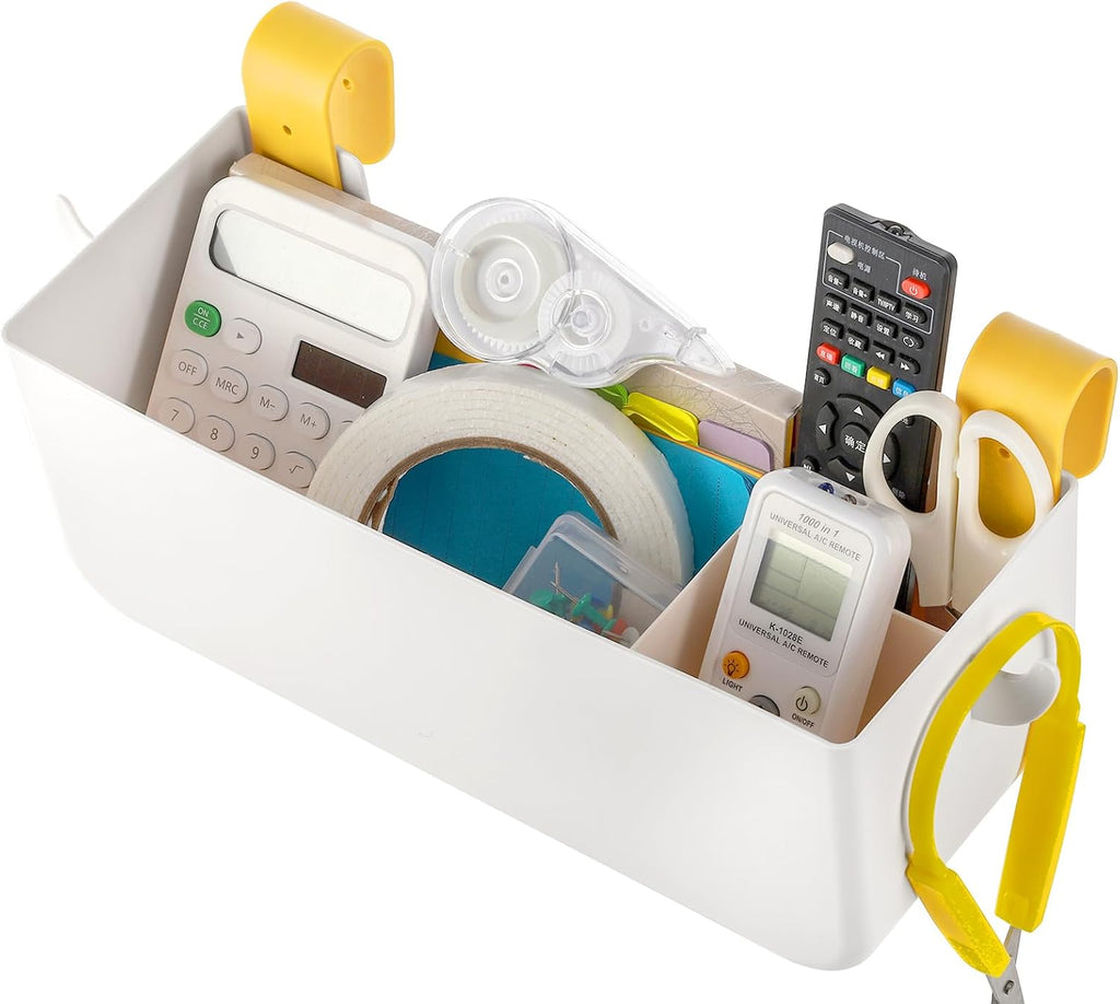 2 Pack Bedside Organizer Hanging Caddy, Bunk Bed Shelf Plastic Storage Basket with Hooks for Dorm, Bathroom Handrail