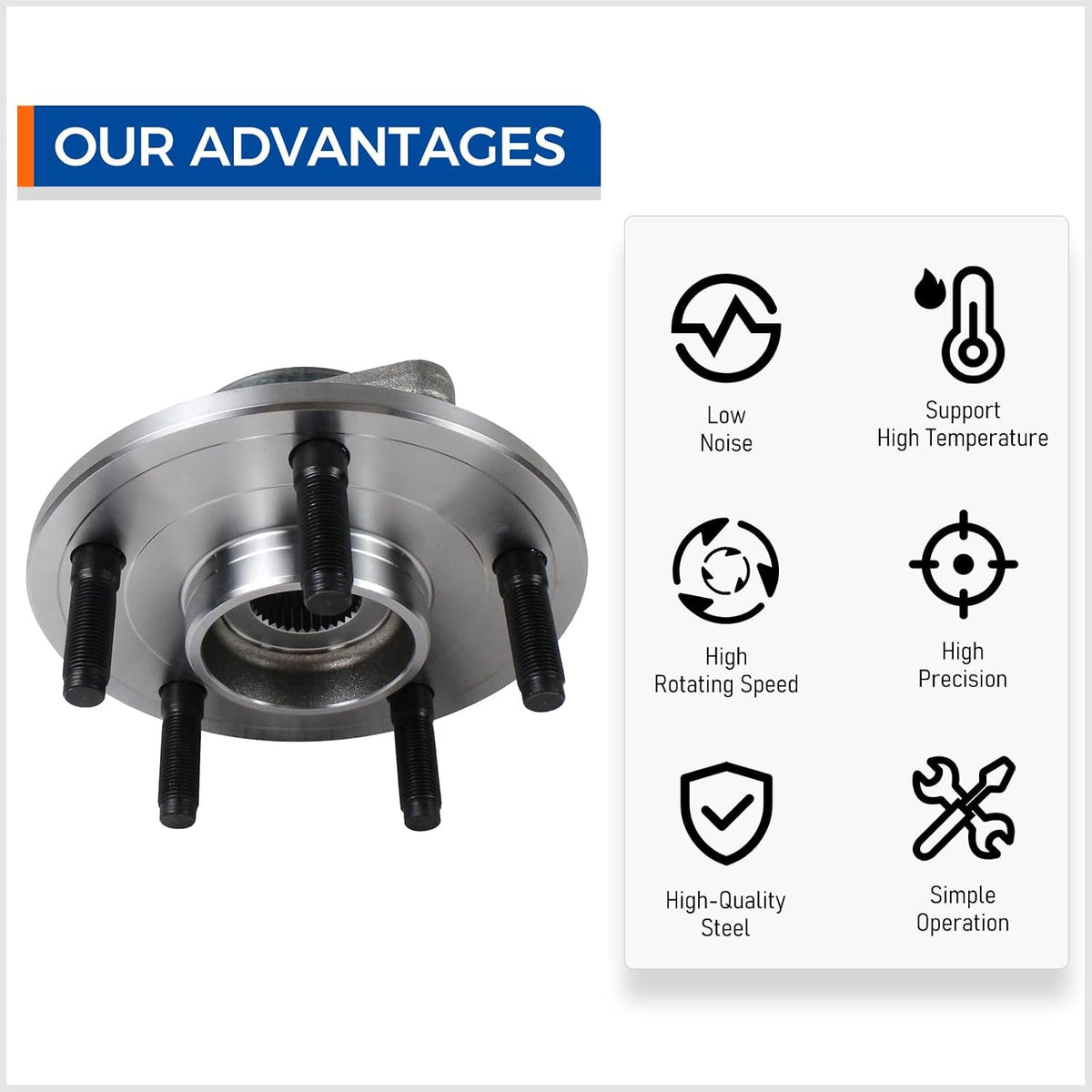 PAROD Pair 515072 Front Wheel Hub and Bearing Assembly Compatible with 2002-2008 Dodge Ram 1500, 5 Lugs
