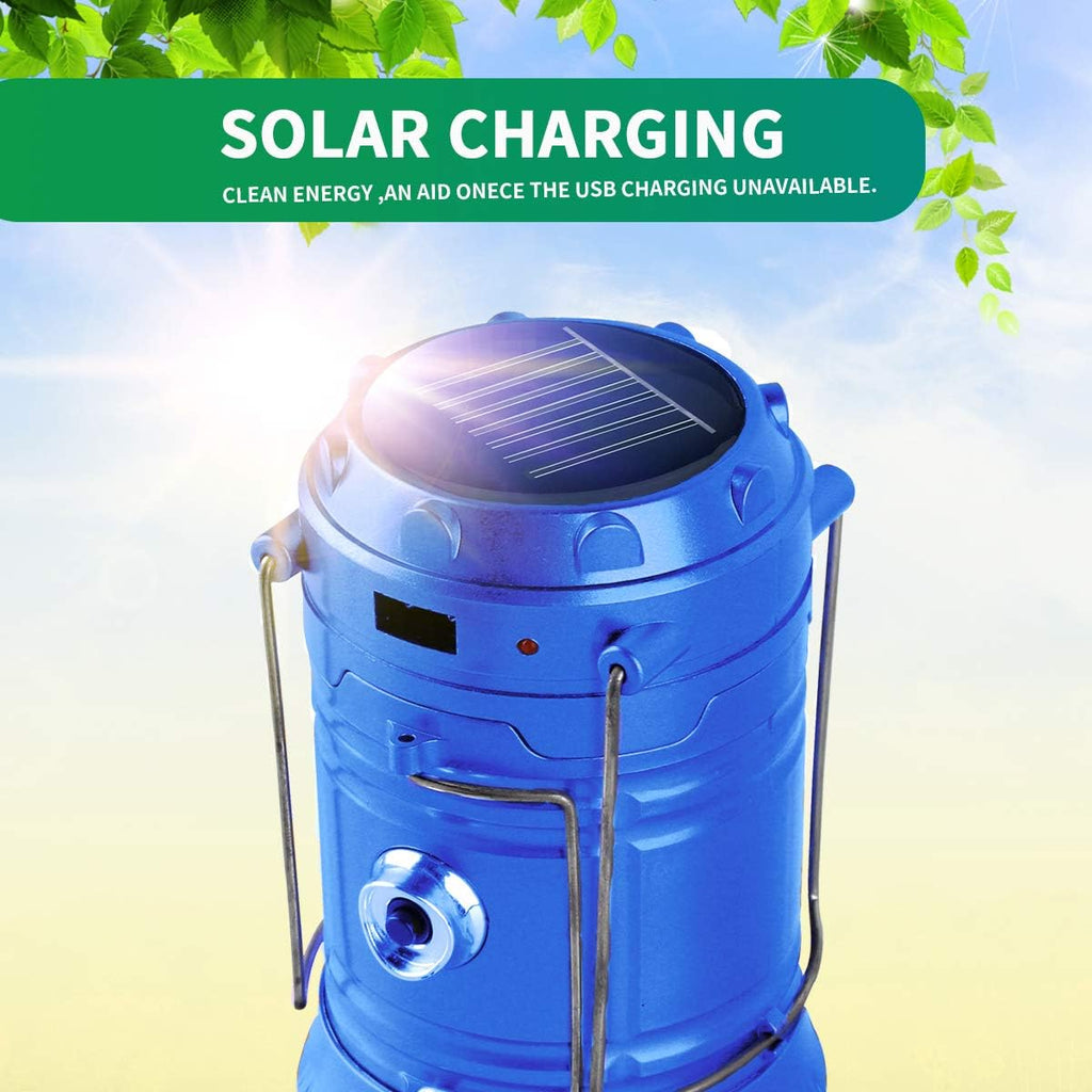 LED Camping Lantern, Solar and Rechargeable Lantern Flashlight Collapsible and Portable Light for