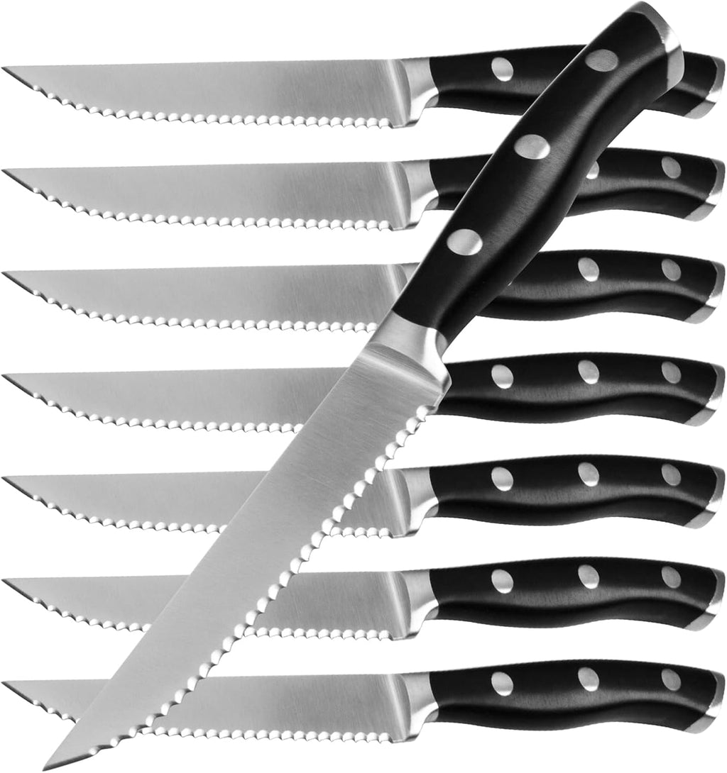 8-Piece Steak Knives Set, 4.7 Inch Full-Tang Serrated Sharp Knives