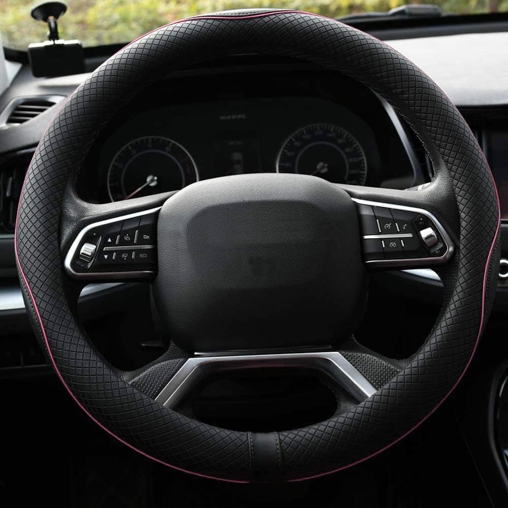 Microfiber Leather Steering Wheel Cover Anti-Slip Matte Finish Auto Car Wheel Cover Universal 15 Inch Wheel Cover for