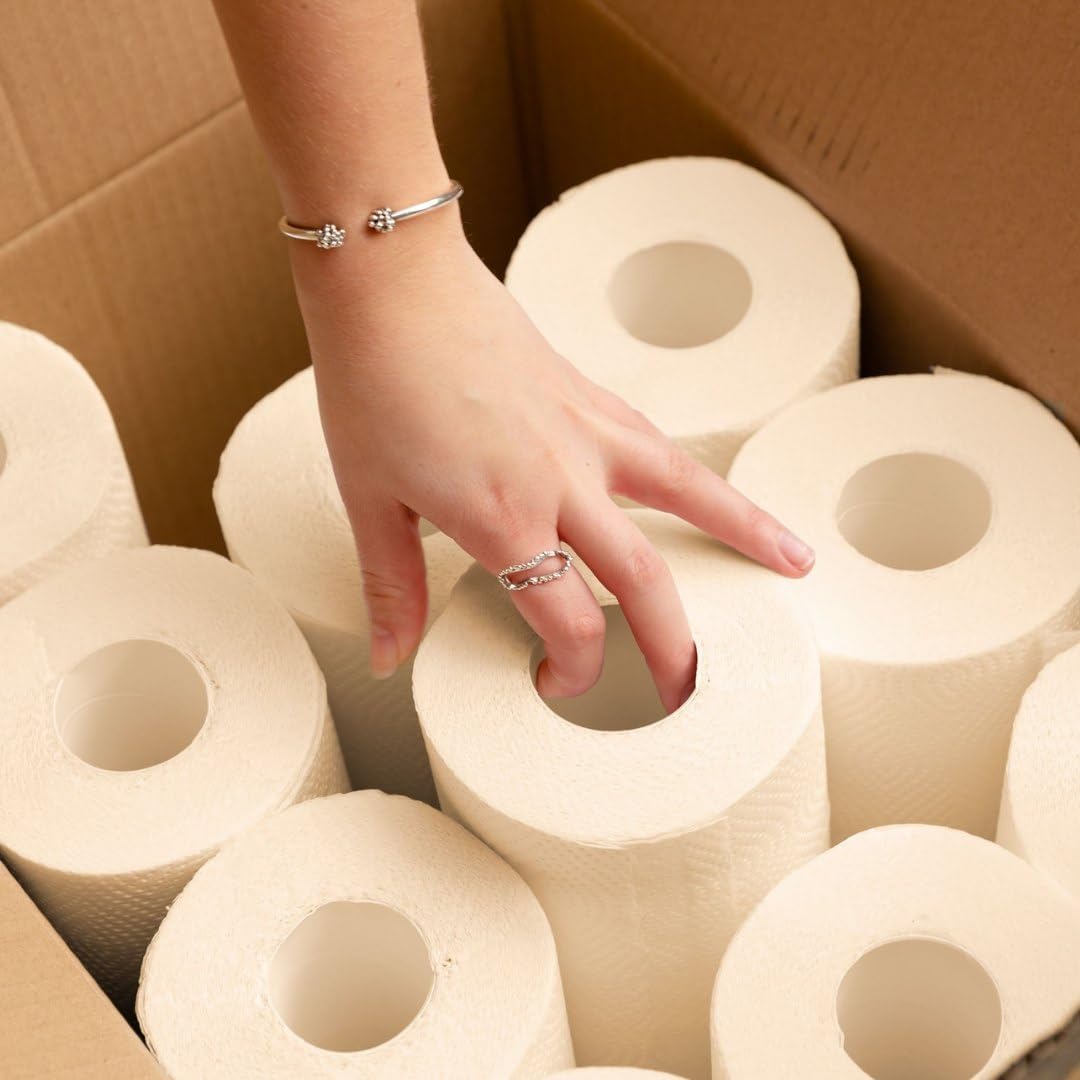 100% Bamboo Unbleached Kitchen Rolls | Pack of 12 Rolls (2-Ply) | FSC Certified | Multipurpose, Plastic-Free