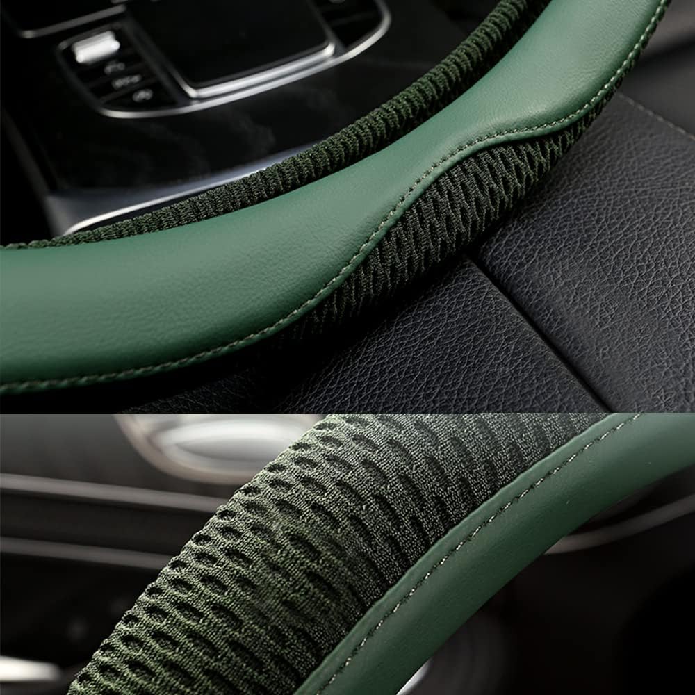 Car Steering Wheel Cover, Universal 15 inch, the Latest Microfiber Leather Breathable Technology Fabric, Non-Slip