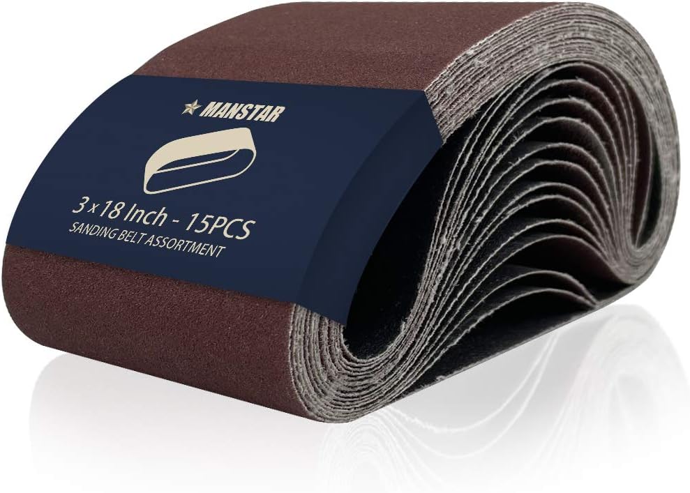 15 Pcs 3 x 18 Inch Assorted Aluminum Oxide Sanding Belt,80/120/150/240/400 Grit