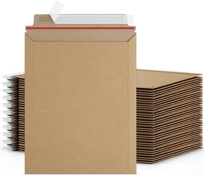 Rigid Mailers Brown 9x12 for Photo, Document and Books, 50 Pack | Easy Self Seal and Peel Cardboard Mailers, No Bend