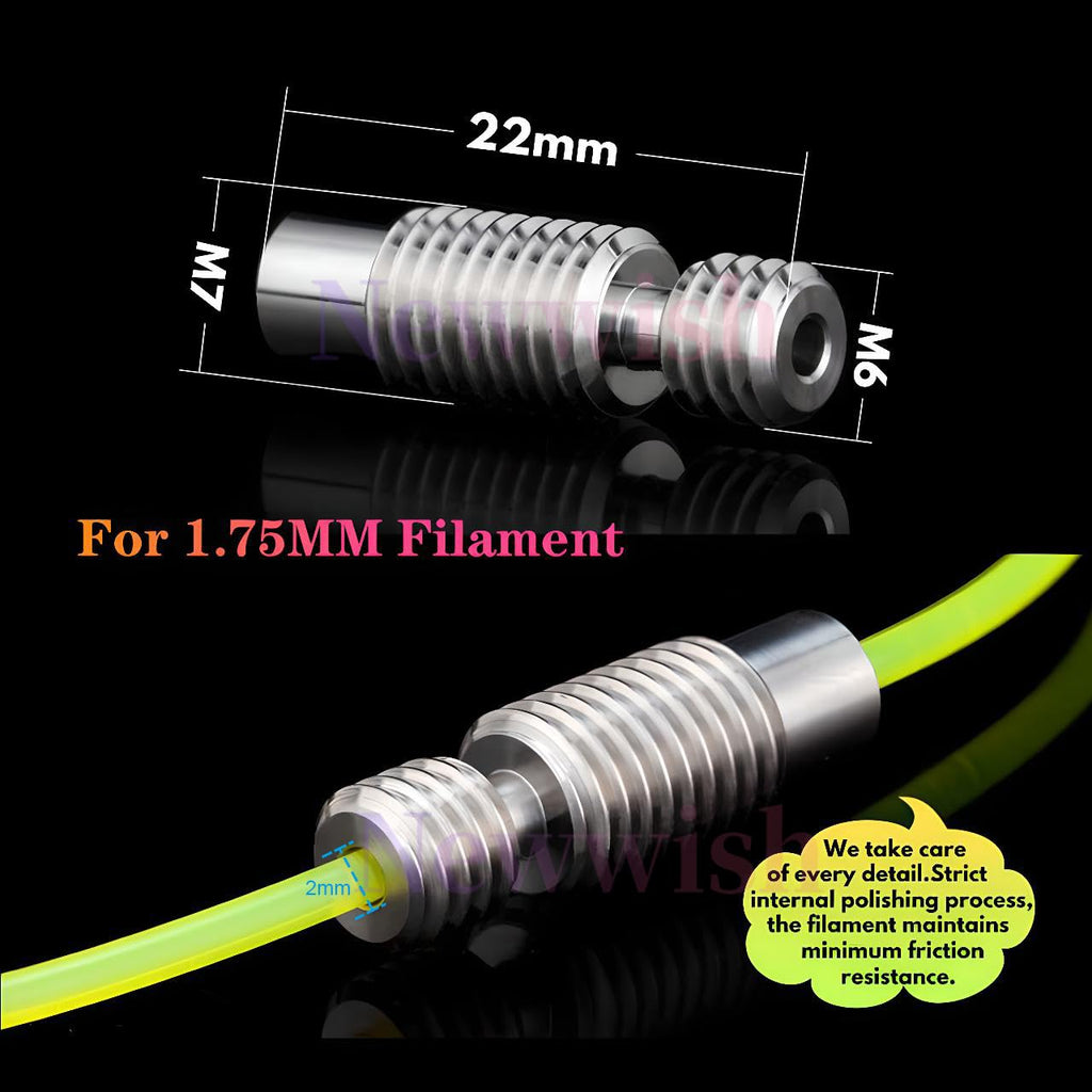 V6 Heatbreak,V6 All Metal Titanium Alloy Heatbreak Smooth V6 Heat Break for V6 Volcano Hotend,Heater Block for Prusa