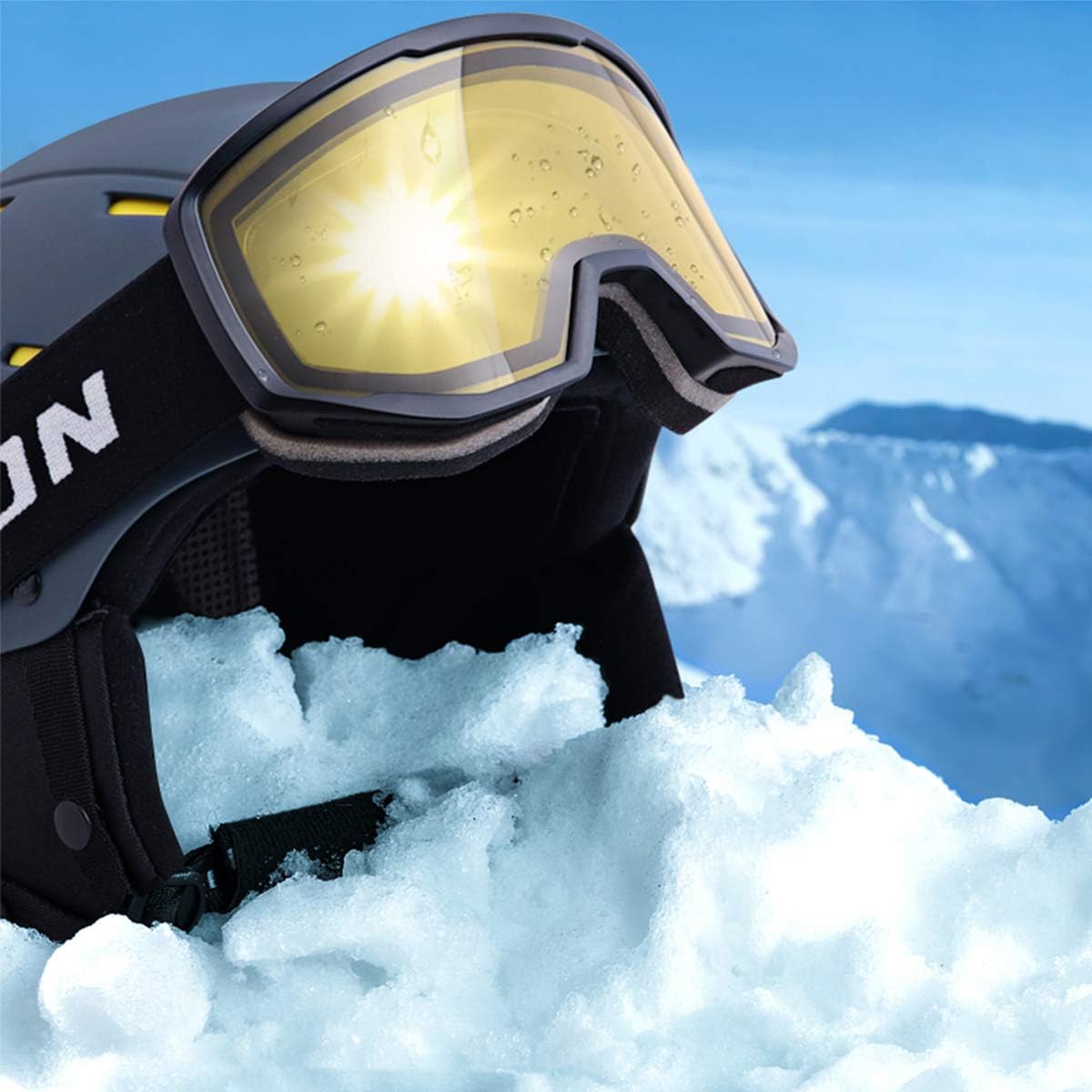 Ski/Snowboard Goggles for Men Women, OTG Snow Goggles Anti Fog UV Protection