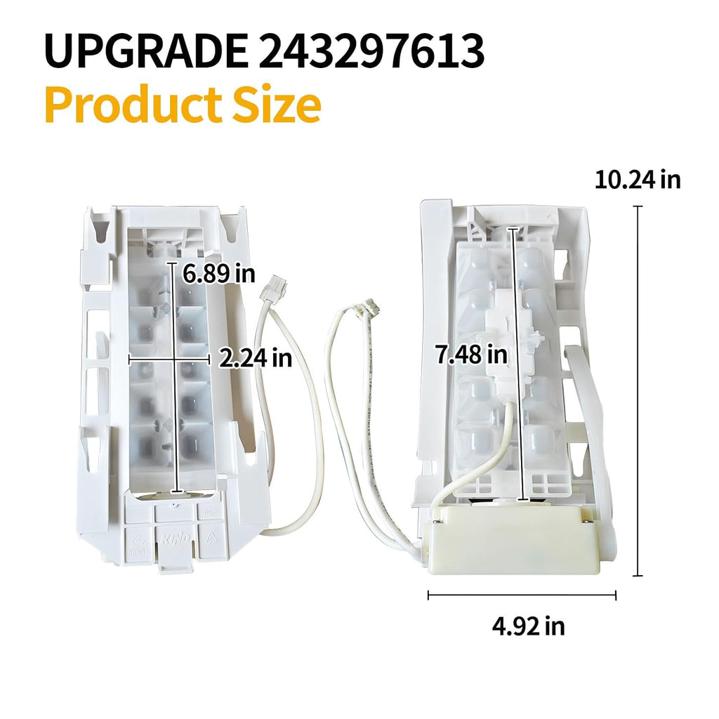 Upgraded 243297609 Ice Maker Replacement Refrigerator Ice Makers Fits for Frigidaire Ice-Maker 243297613, for Electrolux Icemaker Replacement Parts, Replaces 243297606, 6-Pin