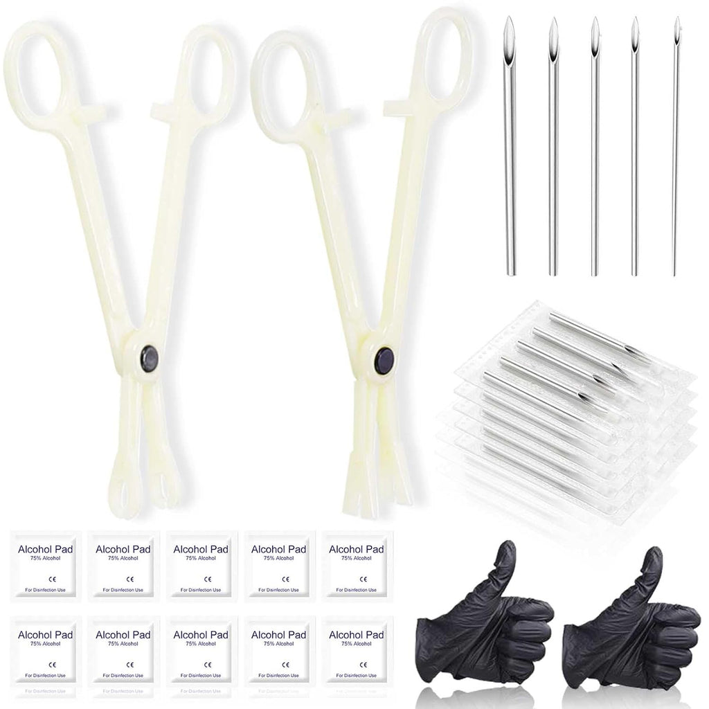 Body Piercing Kit - 38pcs Piercing Kit with Piercing Needles Clamps 12G 14G 16G 18G 20G Needles & 2Pcs Piercing
