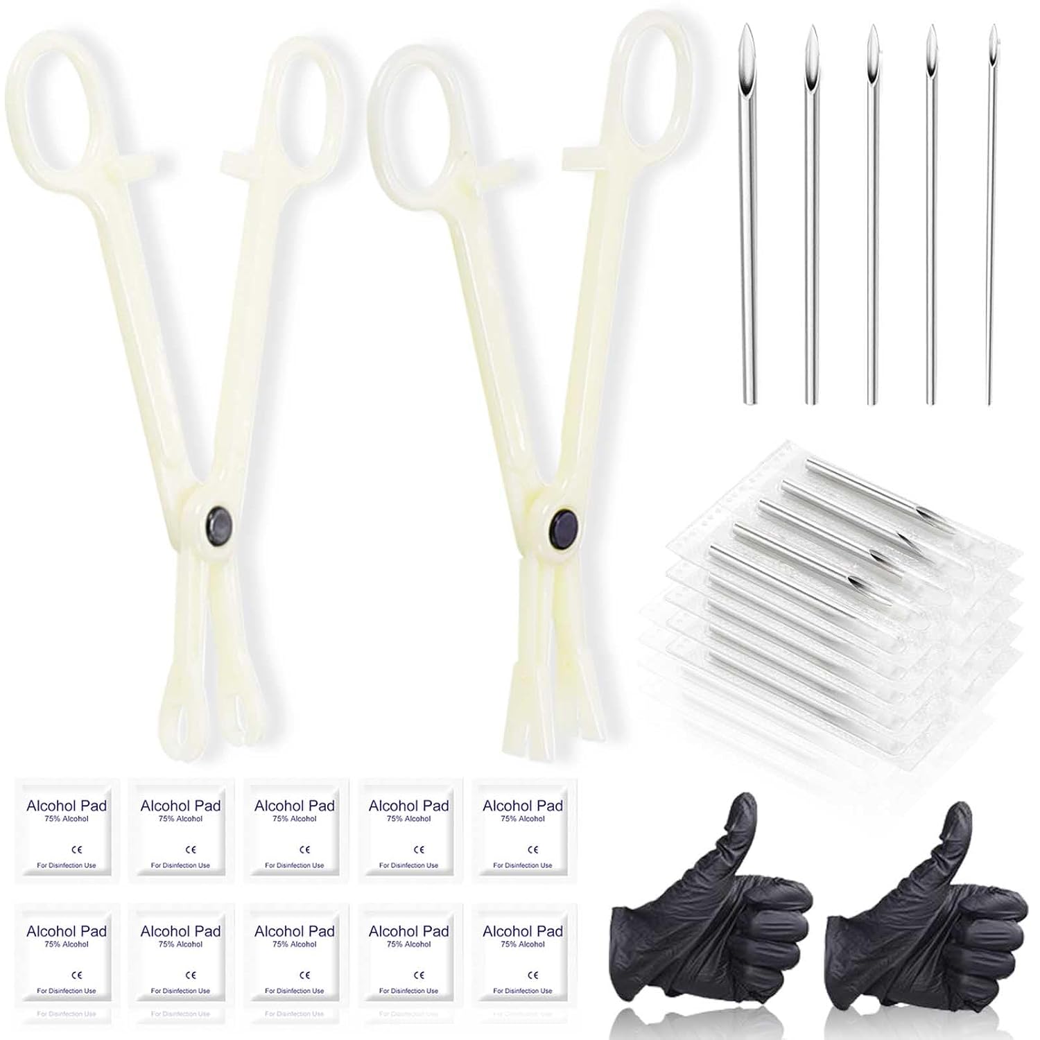Body Piercing Kit - 38pcs Piercing Kit with Piercing Needles Clamps 12G 14G 16G 18G 20G Needles & 2Pcs Piercing