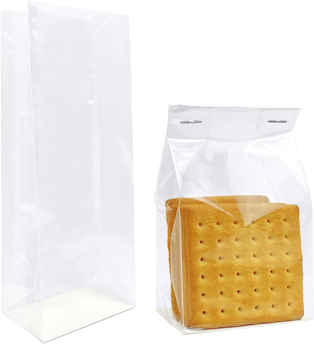 Gusseted Flat Bottom Cellophane Bags 3x2x8 In 50Pcs