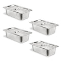4 Set Steam Table Pan with Lid, 1/3 Size 4 Inch Deep Hotel Pans with Lid, Stainless Steel Commercial Catering Pan